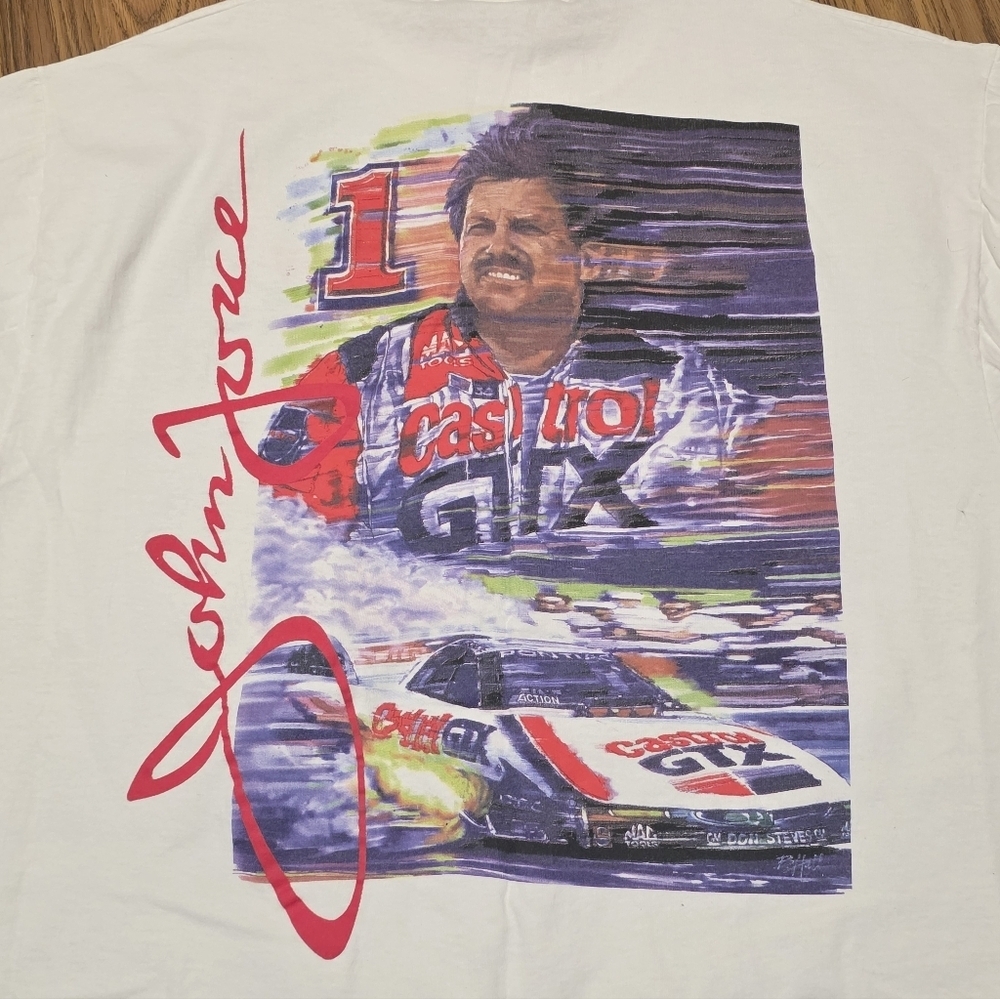 Rare 1990s John Force #1 Champion NHRA Racing Shirt Men's XL Vintage 90s D63